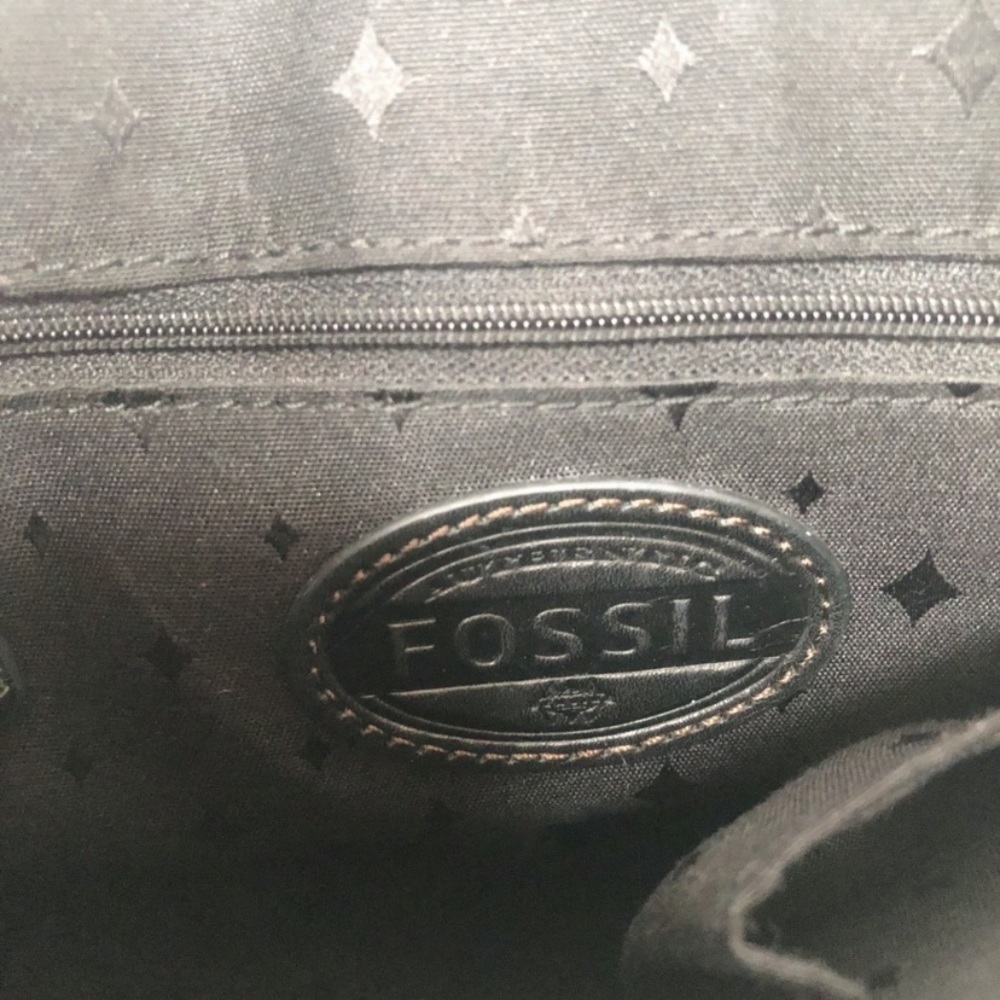 Fossil black leather saddle bag